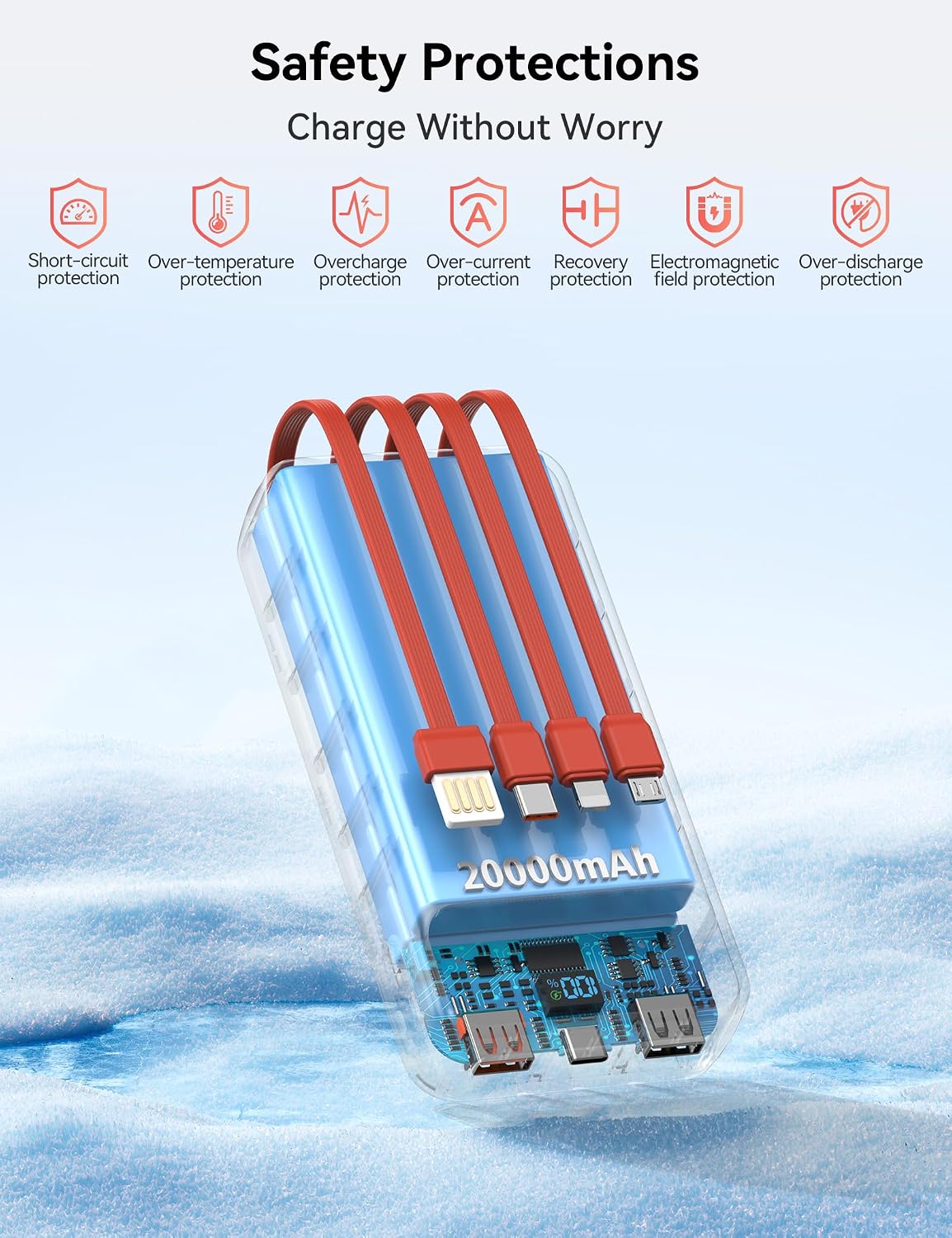 Cargador portátil, 20000 mAh 22.5 W, cargador de energía de carga r...