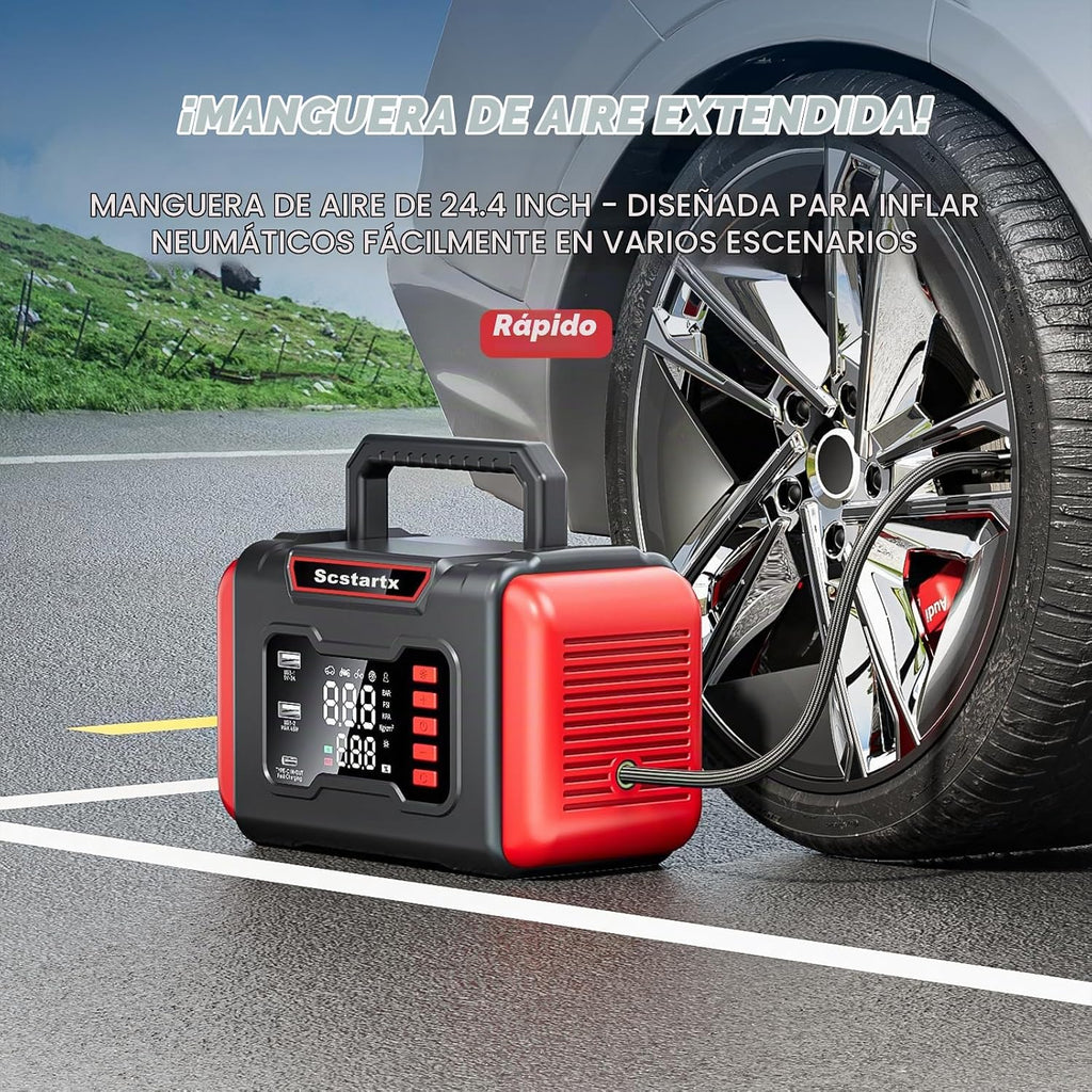 Arrancador Portátil para Automóvil con Compresor de Aire, 4000A Pic...