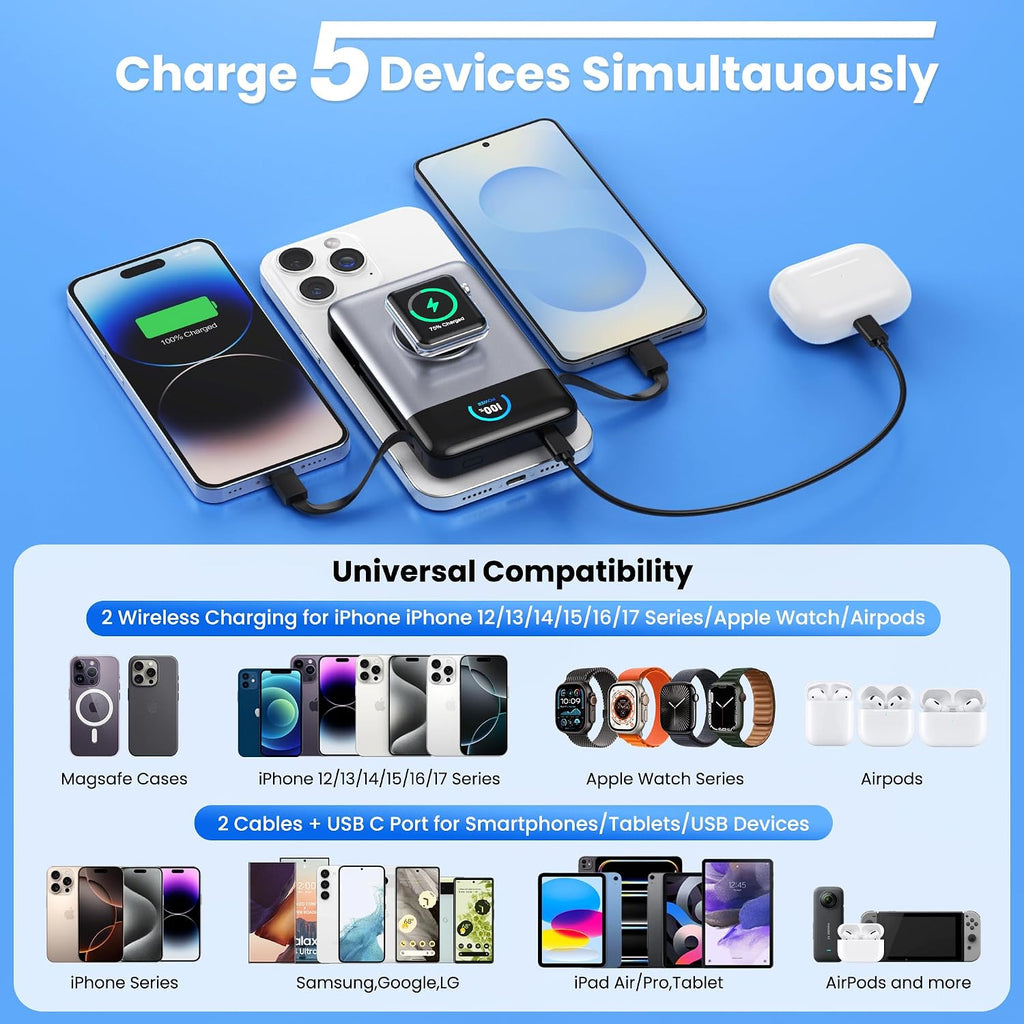 Ekrist Cargador portátil magnético para MagSafe con cable integrado...