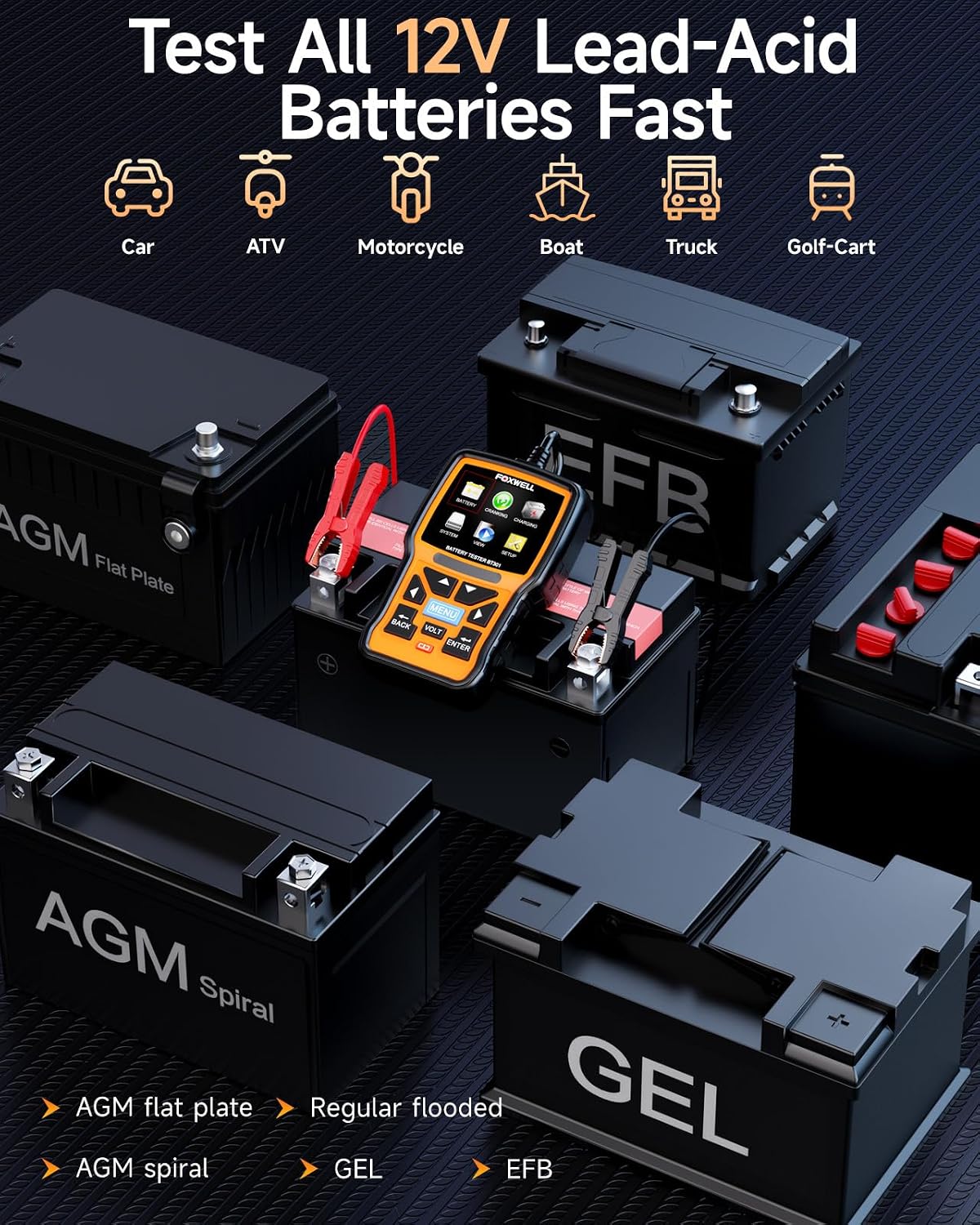 FOXWELL BT301 - Probador de batería de automóvil de 12 V, probador...