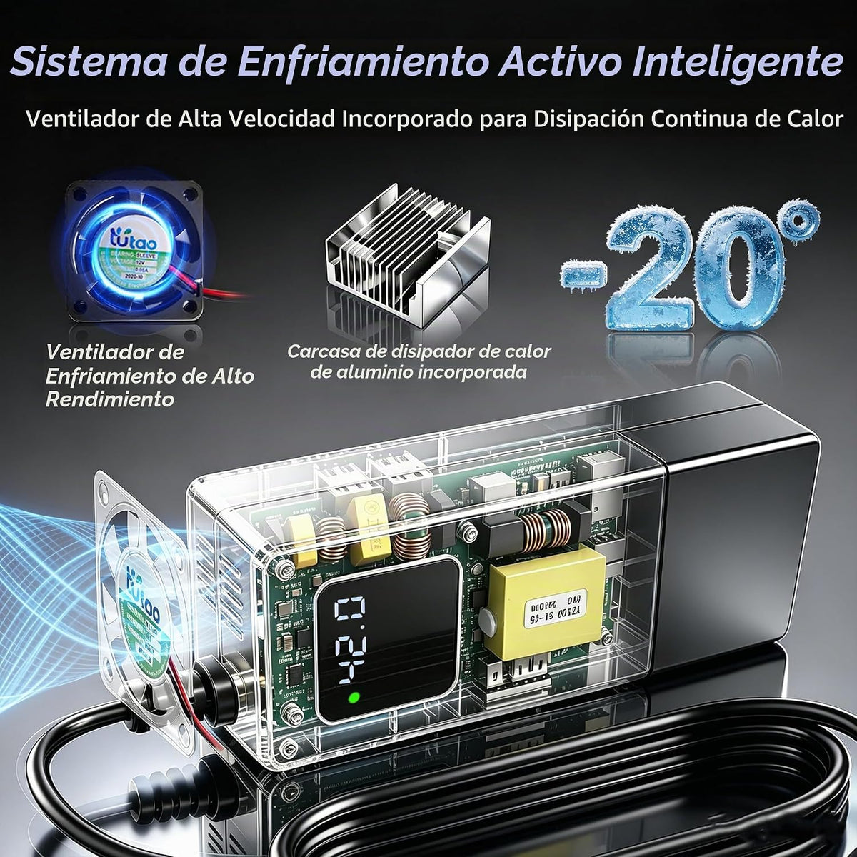 Cargador de batería de 42V 2A para baterías de litio 10S 36V | DC 5...