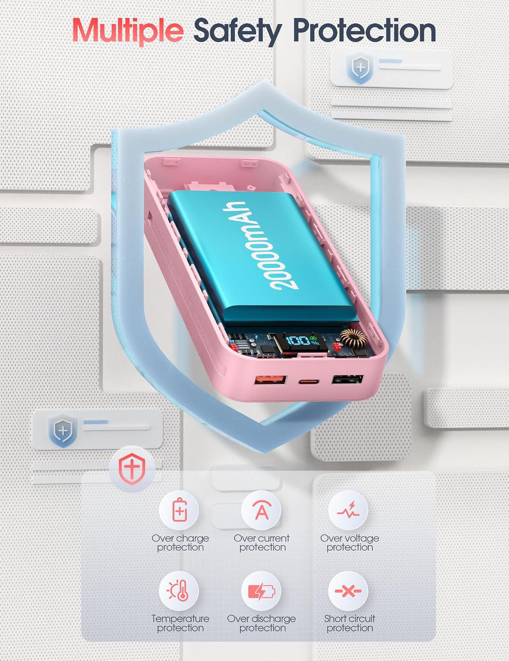 Cargador portátil Nusyddy 20000mAh 22.5W con cables incorporados y...