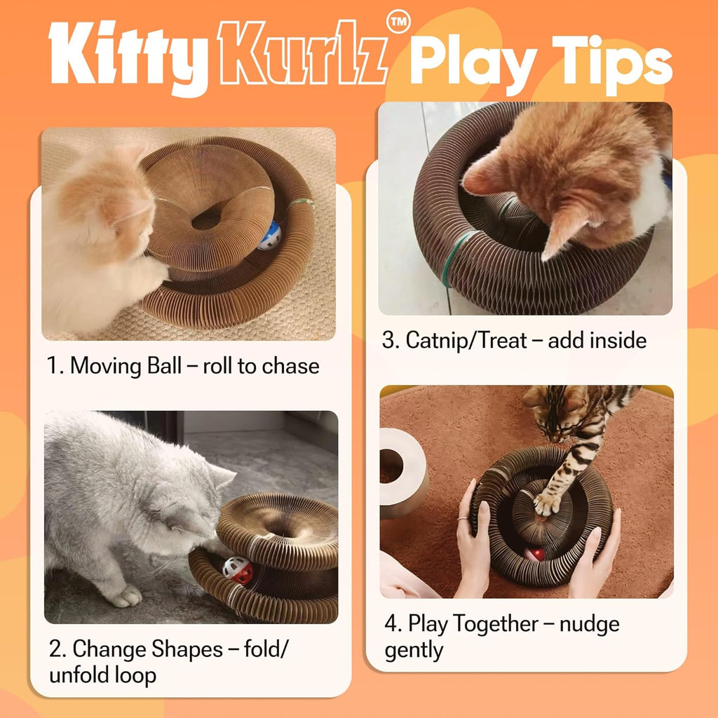 Kitty Kurlz - Juguete magnético Kitty Kurlz y rascador de cartón re...
