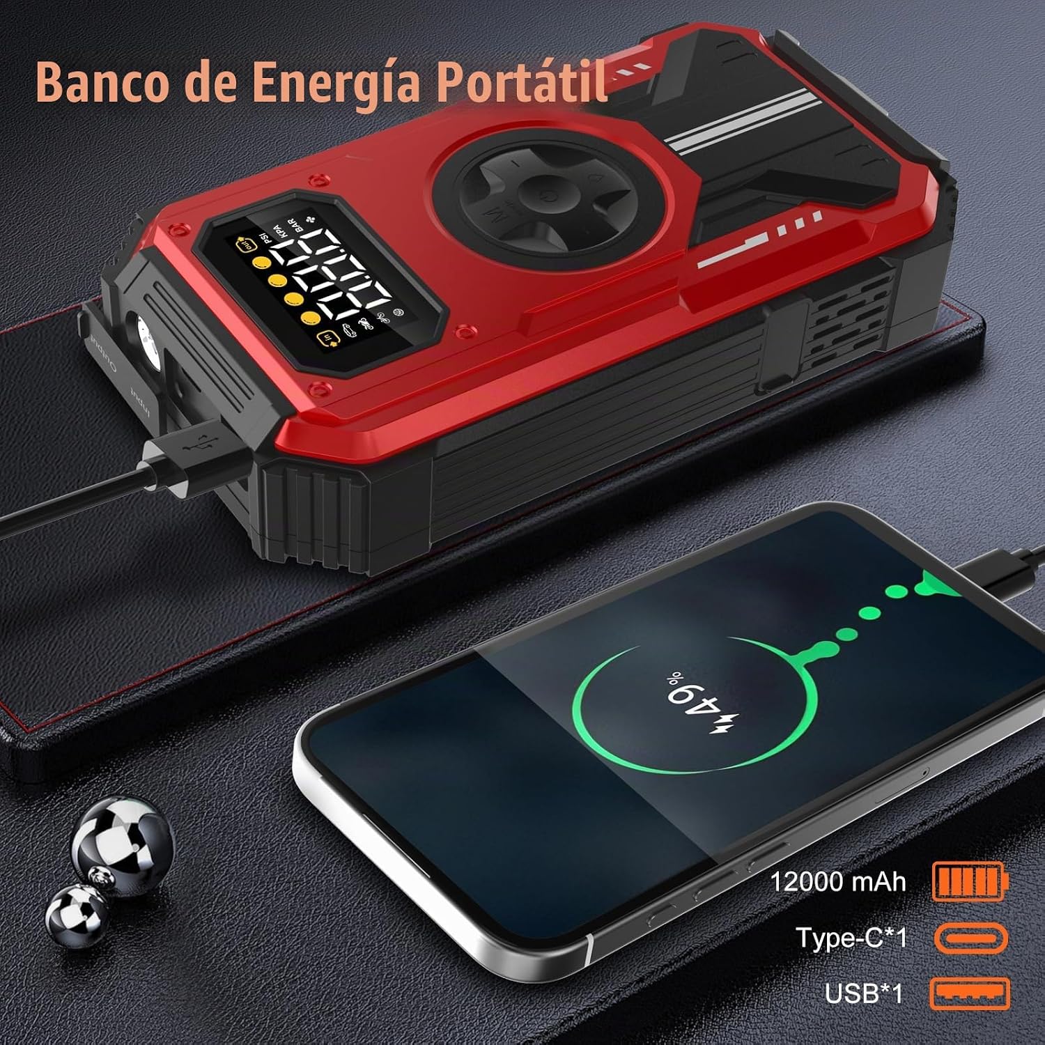 Eigotrav PD-270 6000A Arrancador de salto con compresor de aire, 15...