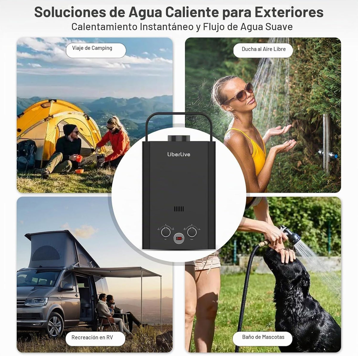 Calentador de agua de propano, 6L 1.58GPM 41000 BTU Calentador de a...
