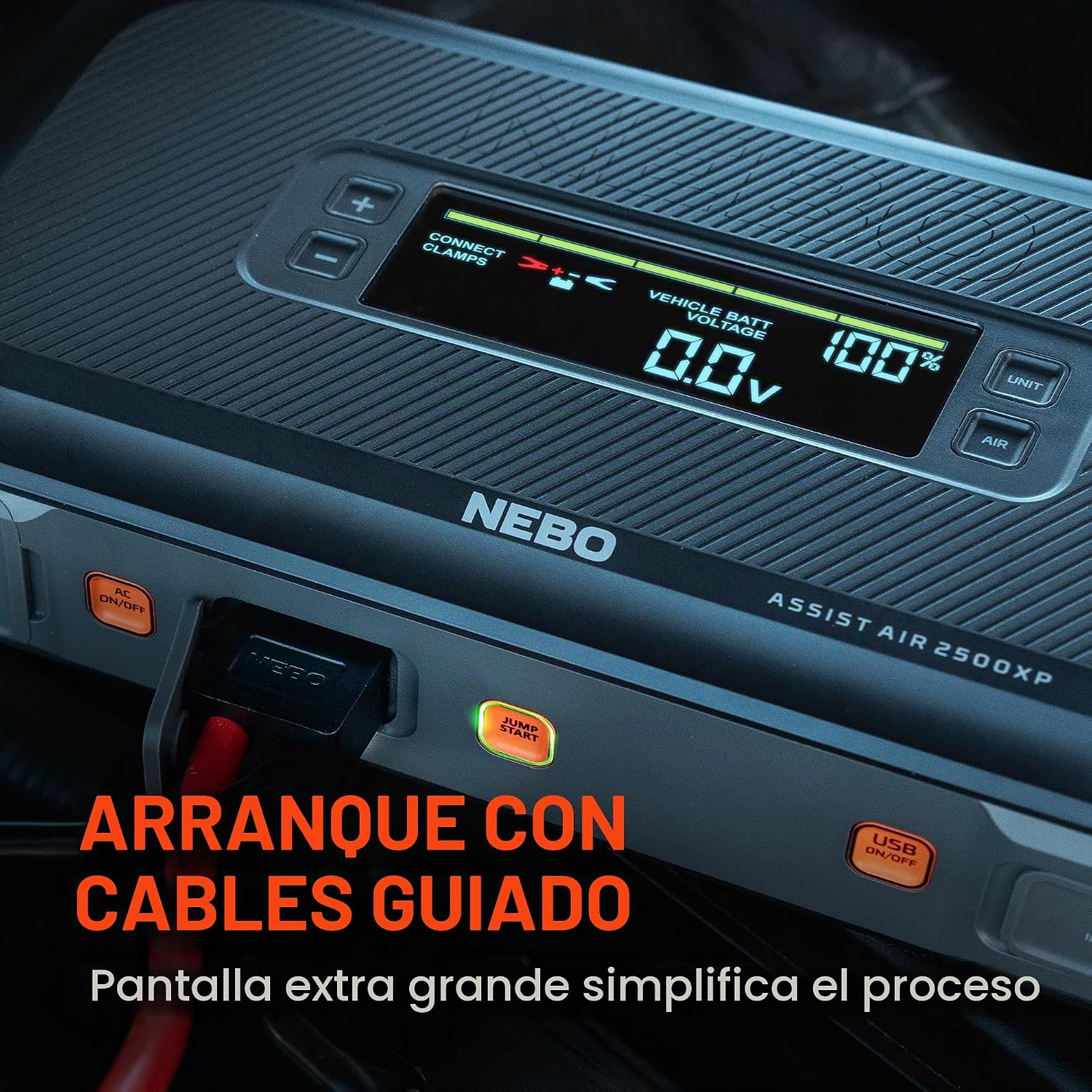 NEBO Assist Air 2500XP Arrancador y compresor de aire, 12 V, 2500 A...