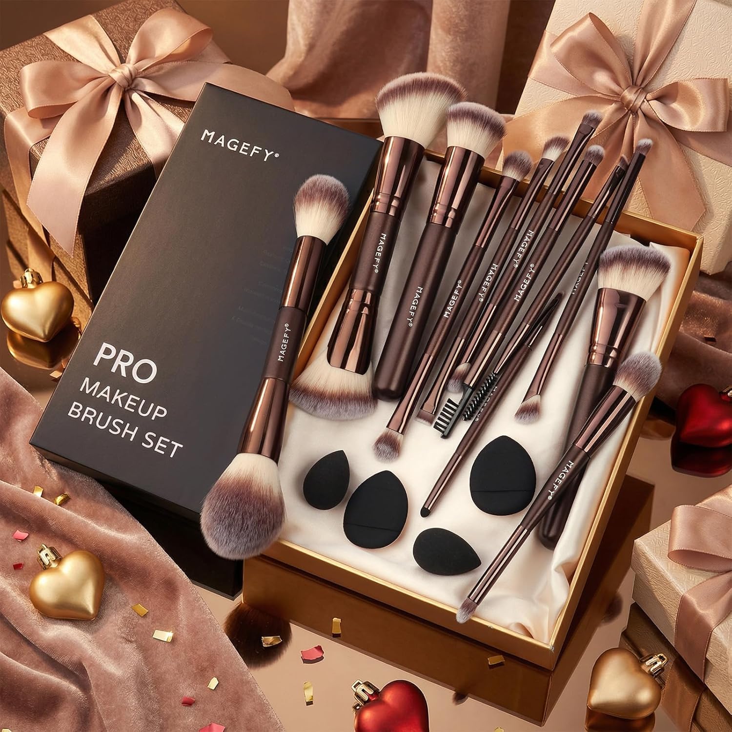 MAGEFY Juego de brochas de maquillaje profesionales 22 en 12 brocha...