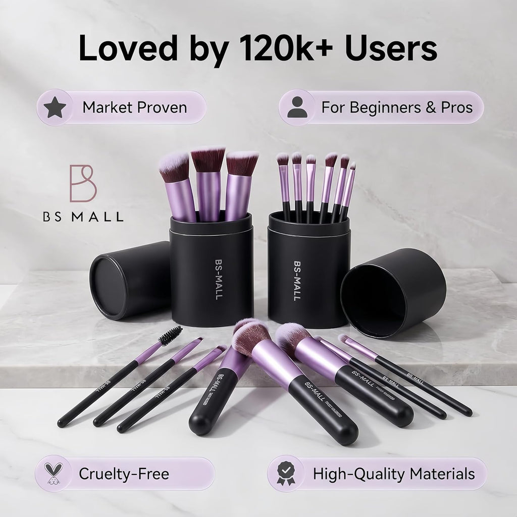 BS-MALL Pinceles de Maquillaje Sintéticos Premium Base en Polvo Cor...