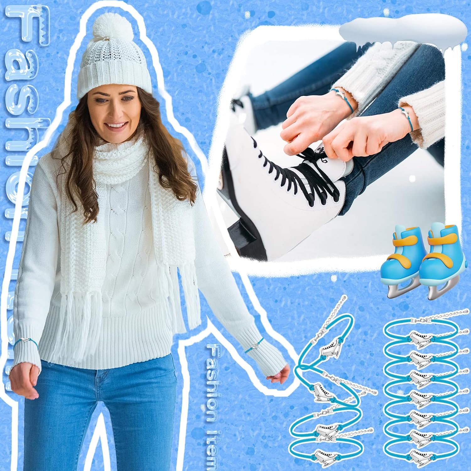 Funtery 24 pulseras de patinaje sobre hielo, regalos de fiesta, pat...