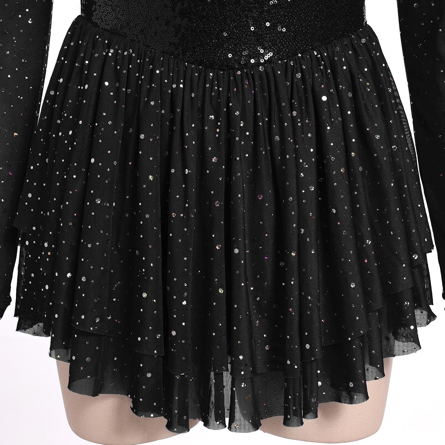 AFAVOM Vestido de patinaje artístico con lentejuelas para mujer, ma...