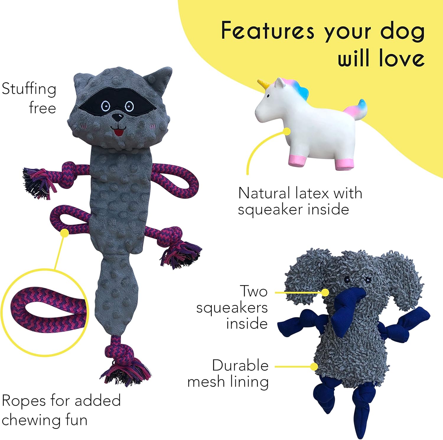 Rocket &amp; Rex, juguetes masticables para perros y cachorros. Lim...