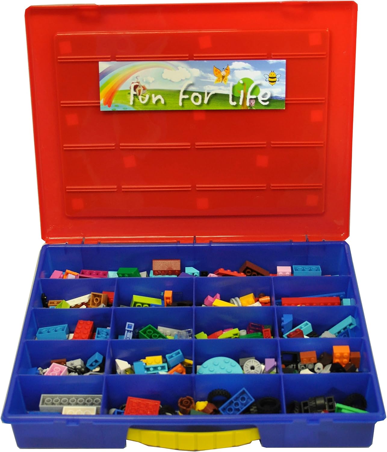 Fun for Life Estuche organizador compatible con Lego con placa de c...
