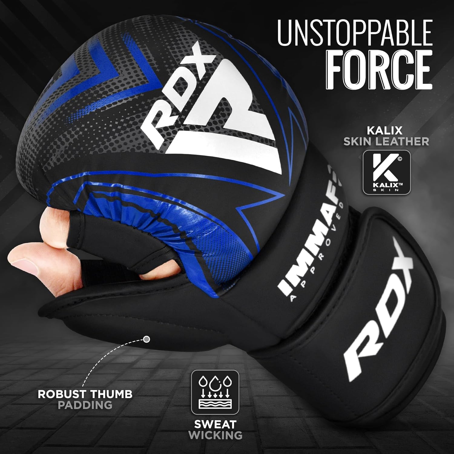 RDX IMMAF - Guantes de agarre de sparring aprobados, diseño híbrido...