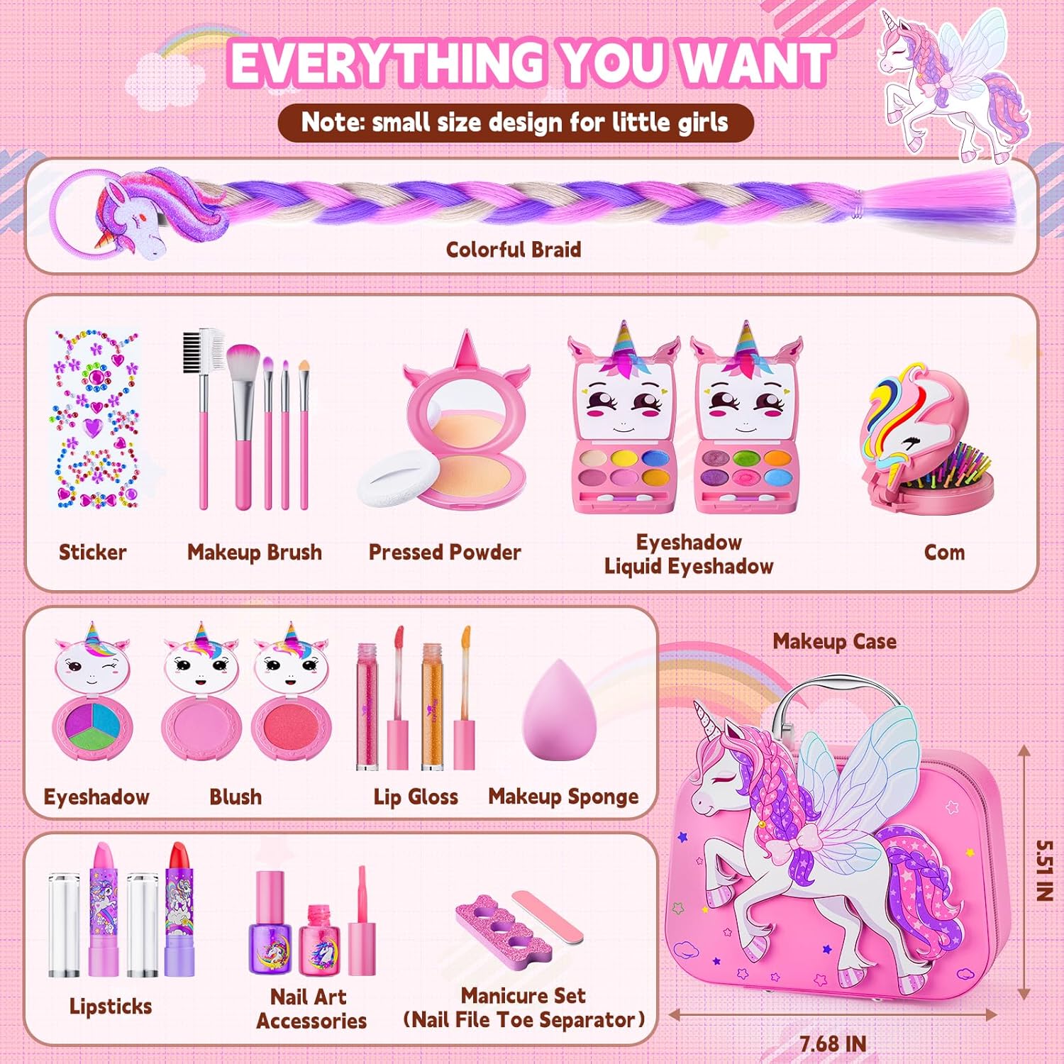 Beayuck Kit de Maquillaje para Niñas - Kit de Juguetes de Maquillaj...