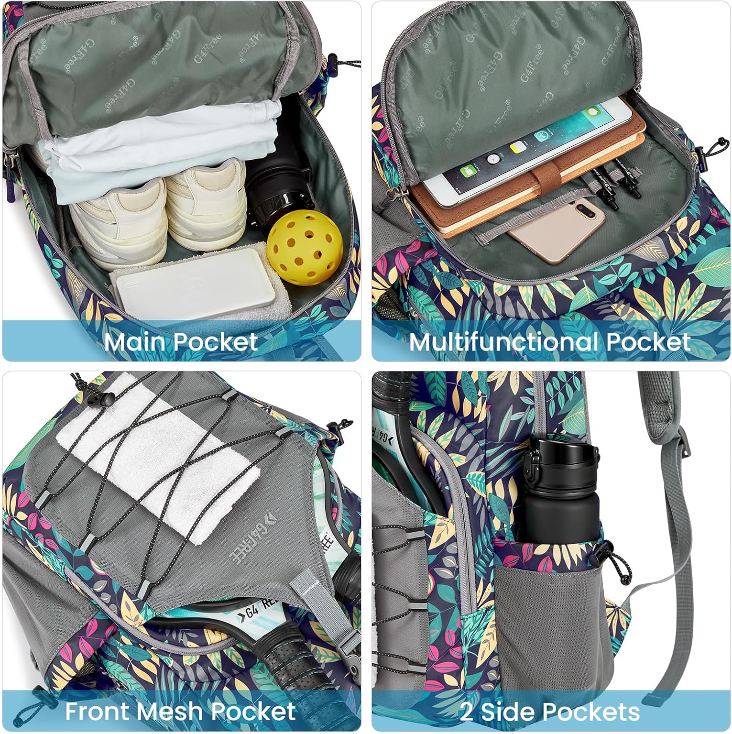 G4Free Bolsa de pickleball para mujeres y hombres, bolsa de pádel p...