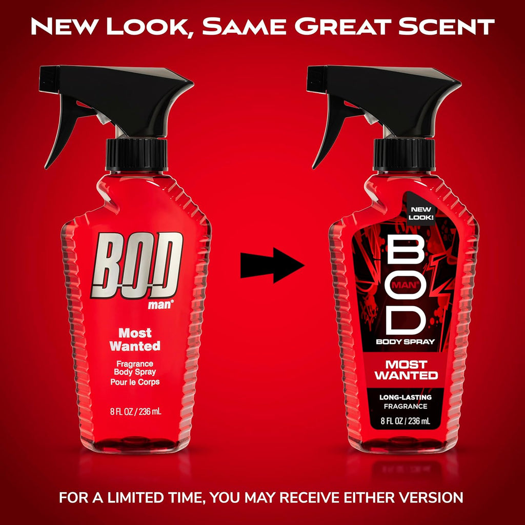 BOD man Fragancia corporal en aerosol, Most Wanted, 8 onzas líquida...