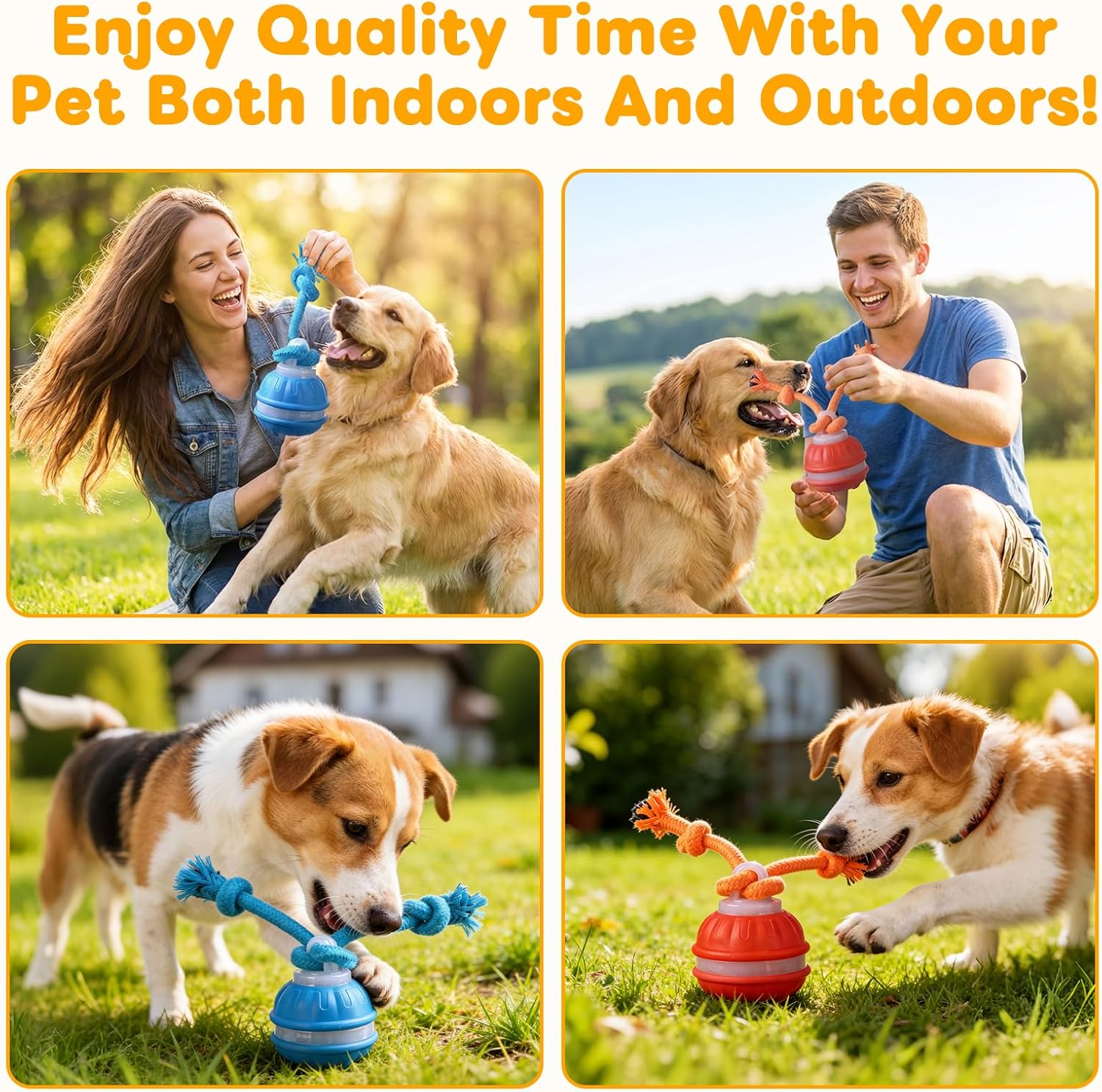 BSolus Zealburst - 2 juguetes interactivos para perros, bolas chirr...