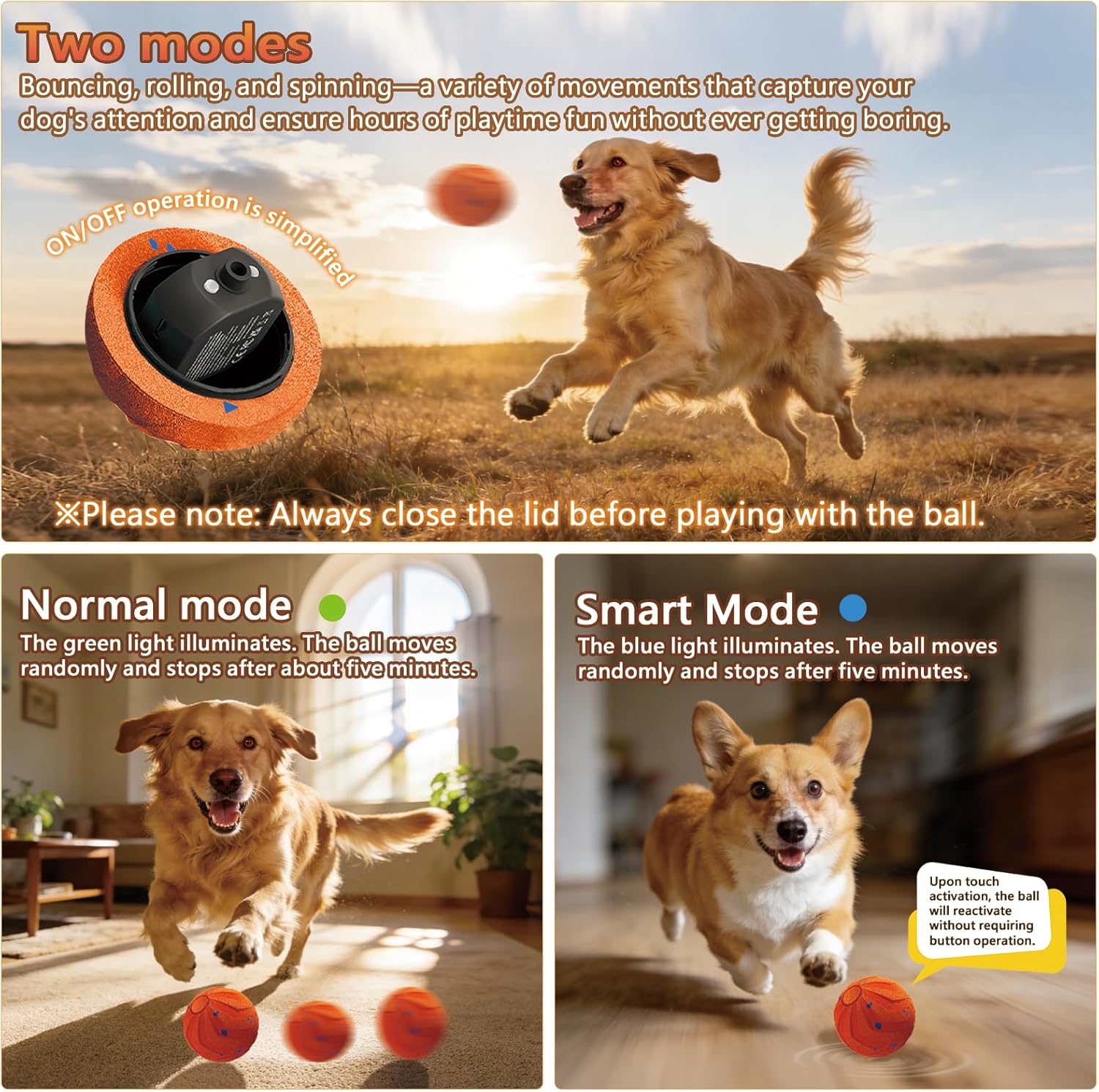 Loktoty Juguete inteligente interactivo para perros, movimiento aut...