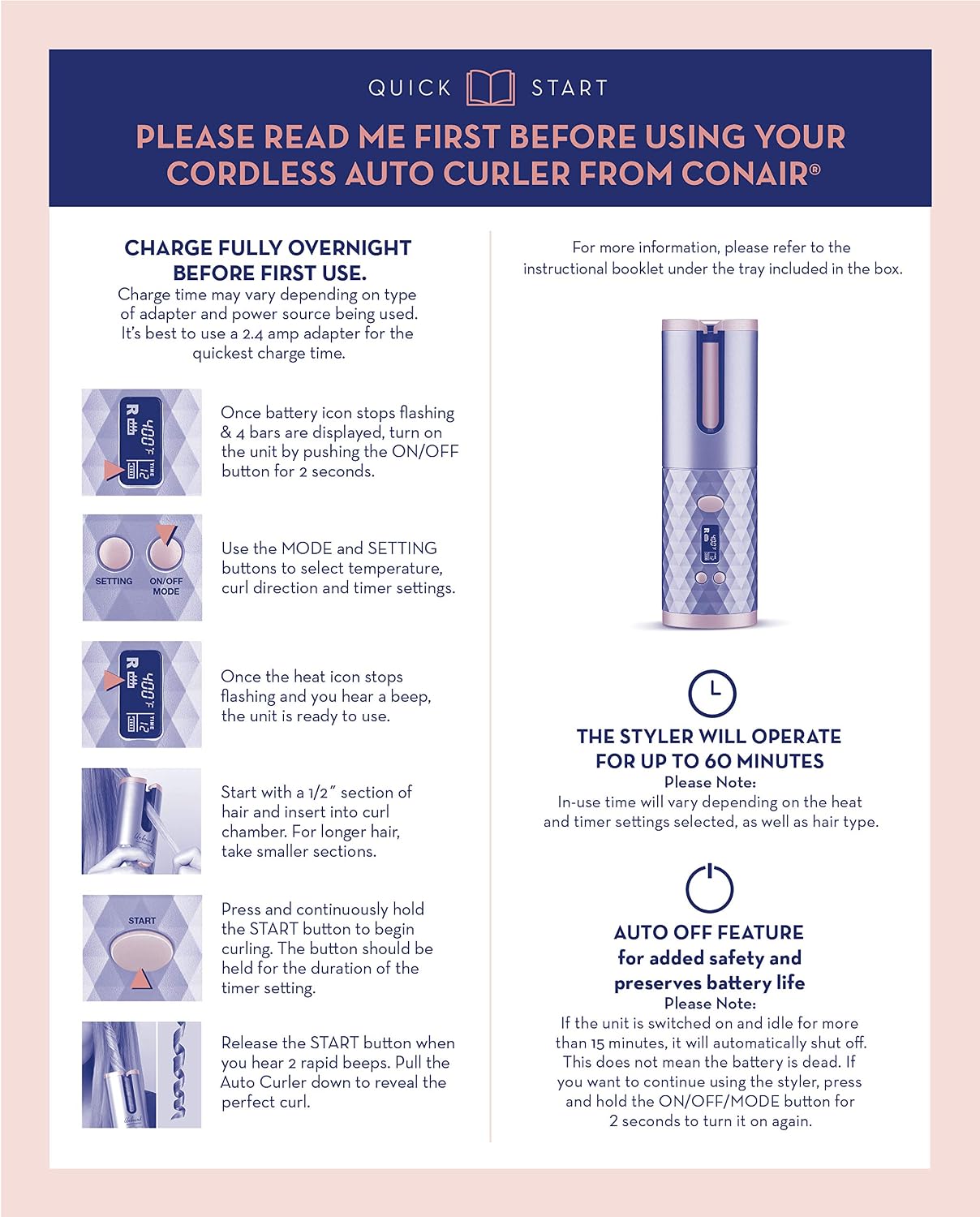 Conair Unbound Rizador Automático Inalámbrico - Rizador Automático...