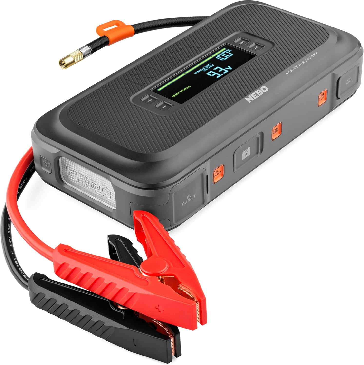 NEBO Assist Air 2500XP Arrancador y compresor de aire, 12 V, 2500 A...