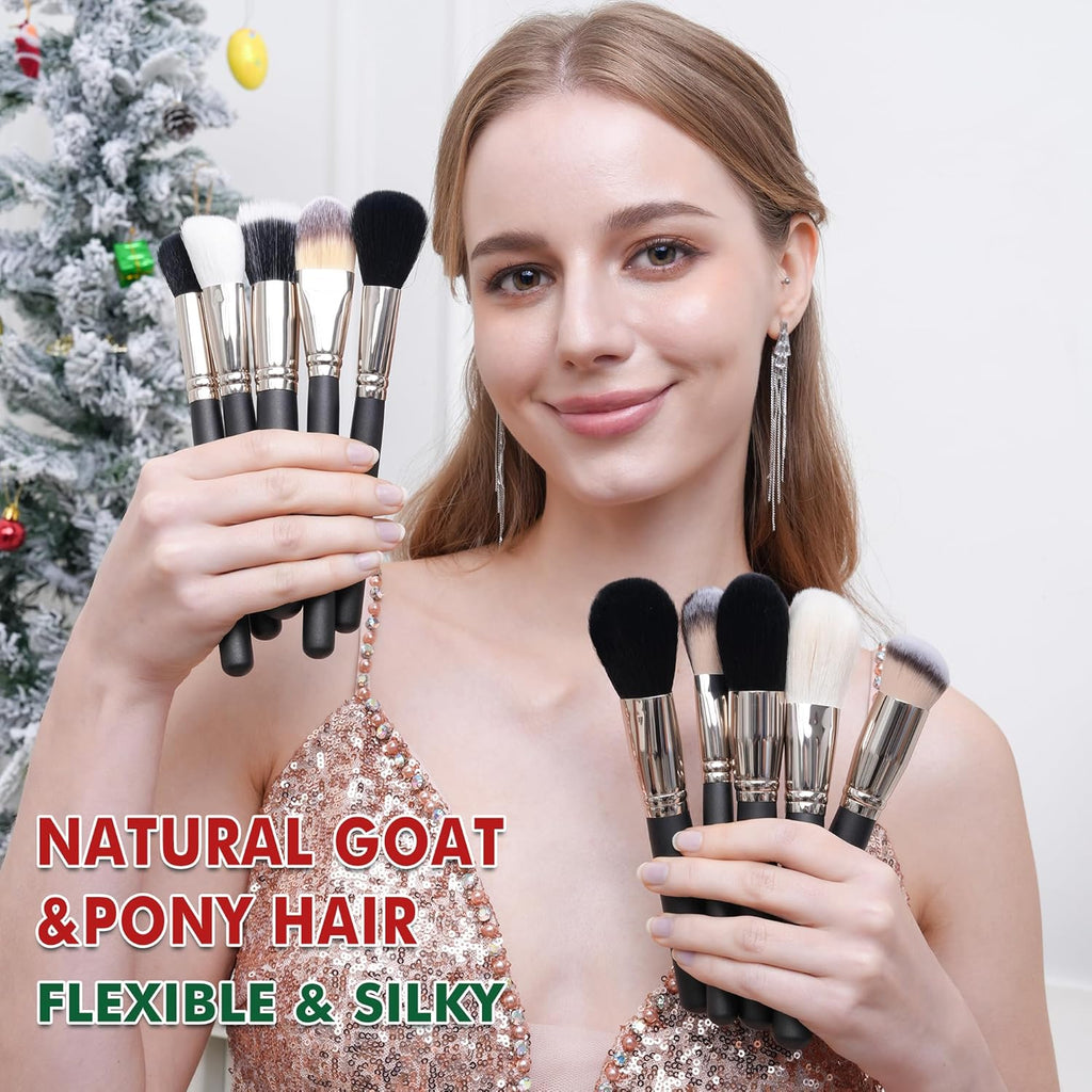 BUEART DESIGN - Juego de 42 brochas de maquillaje con pelo de cabra...