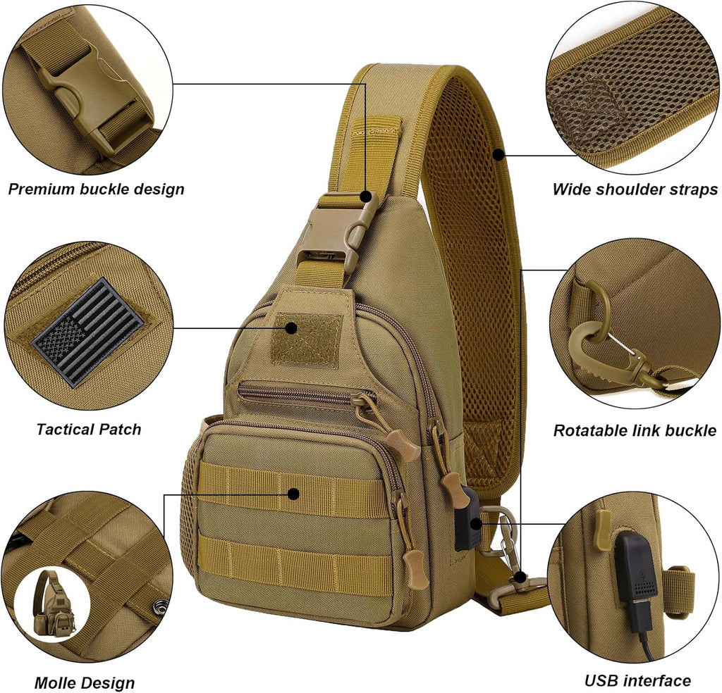 ZHIERNA Mochila Táctica de Bandolera con Soporte para Botella de Ag...