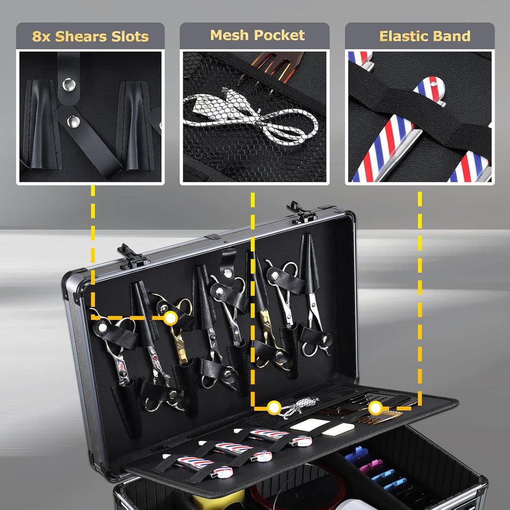 Yueieoun Estuche de Barbero Profesional \u2013 Estuche Portátil de...