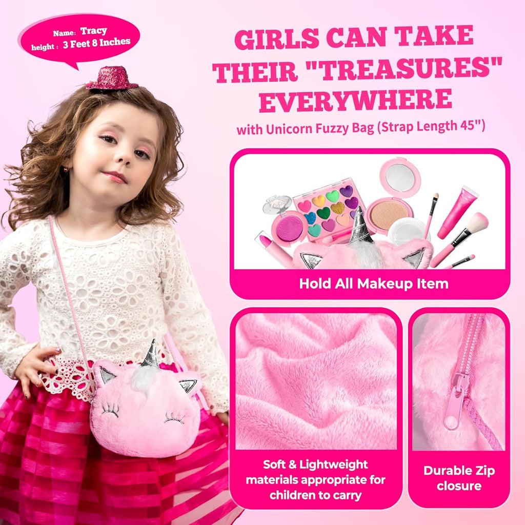 ULOVEME Kit de Maquillaje Real para Niñas con Bolso Esponjoso - Rea...