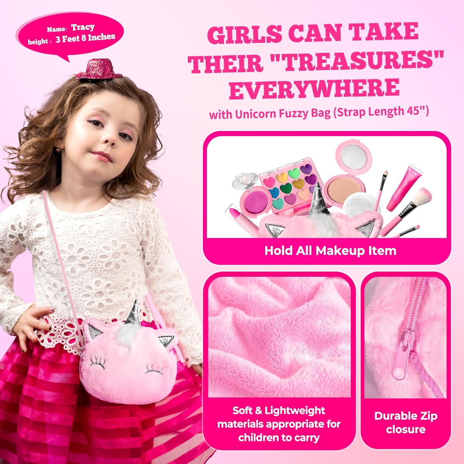 ULOVEME Kit de Maquillaje Real para Niñas con Bolso Esponjoso - Rea...
