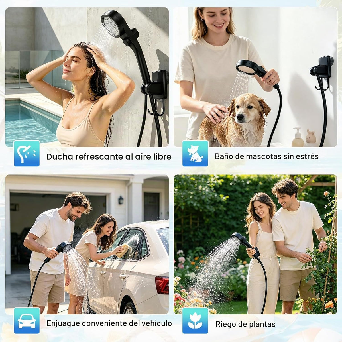 Mieligo Ducha portátil para acampar con calentador, calentamiento r...