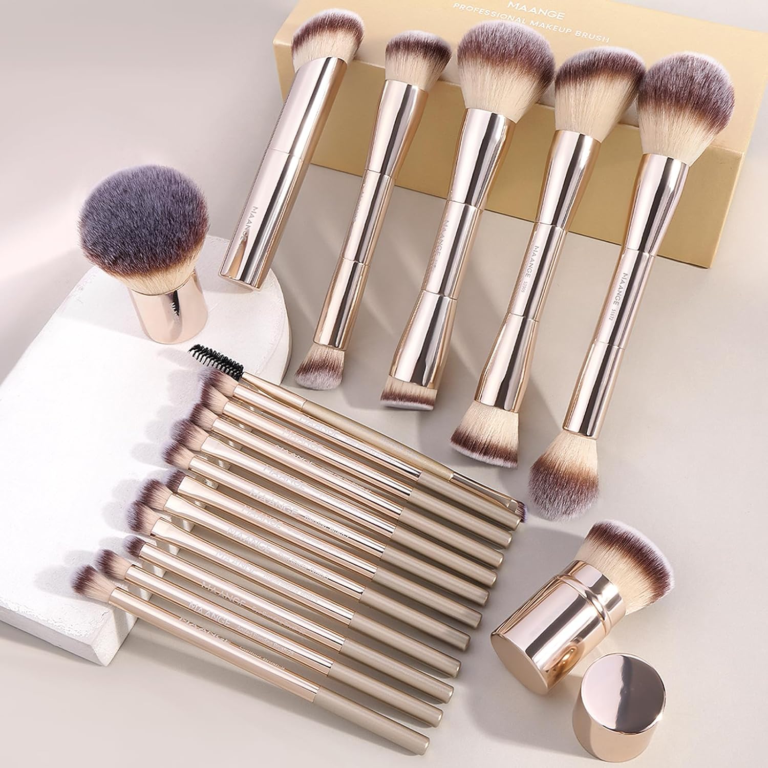 MAANGE 20 piezas de brochas de maquillaje con caja de regalo, broch...