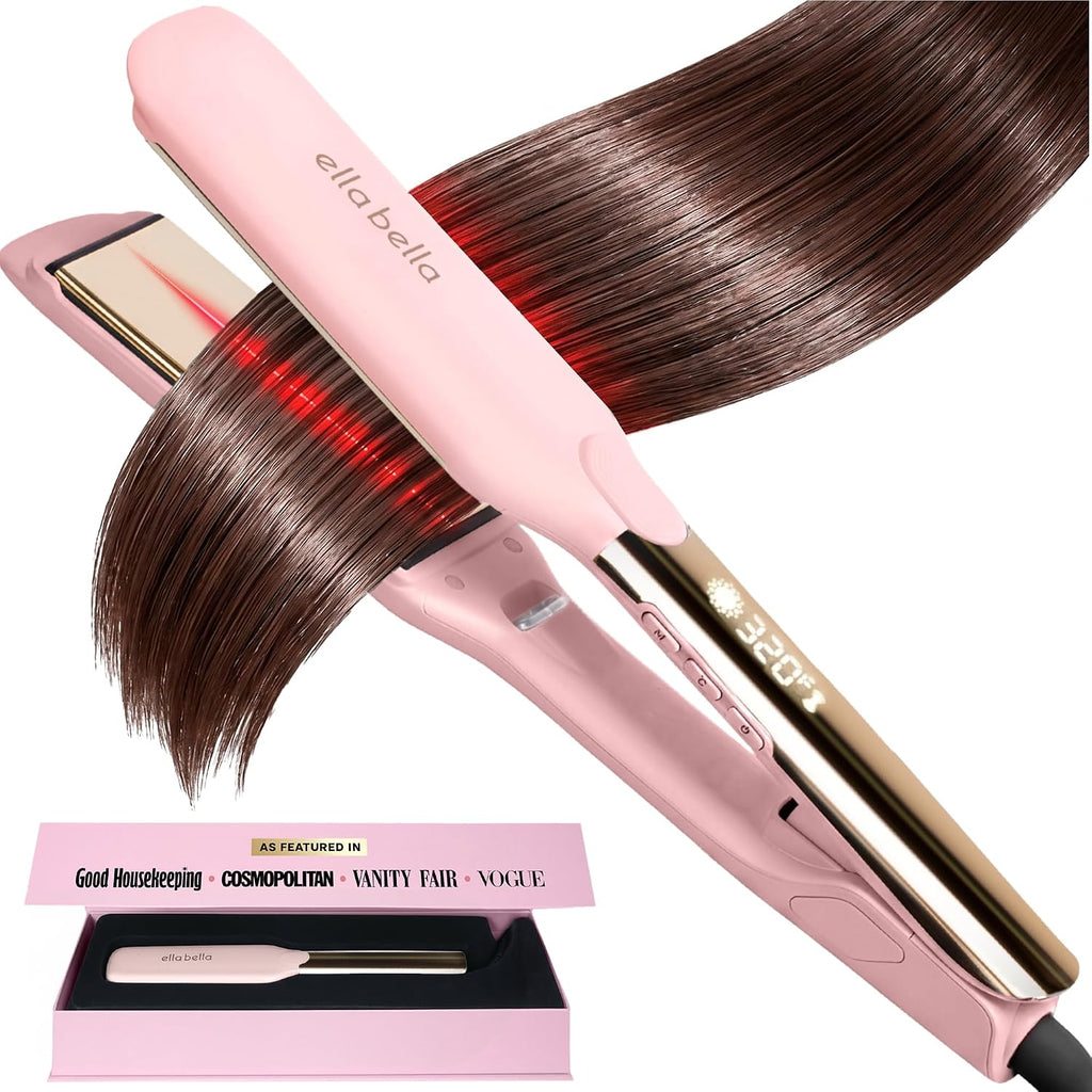 ELLA BELLA® Plancha plana de titanio para alisar el cabello (con in...