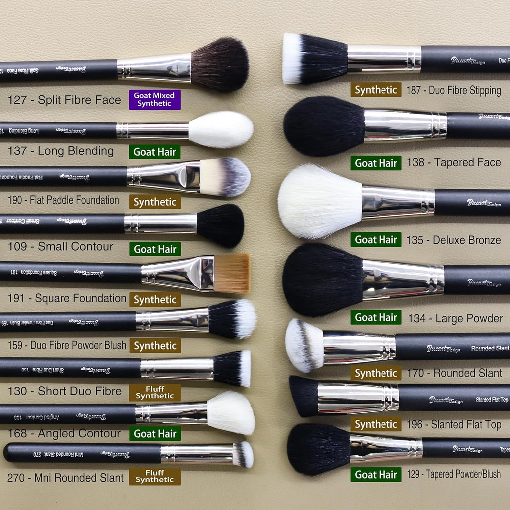 BUEART DESIGN - Juego de 42 brochas de maquillaje con pelo de cabra...