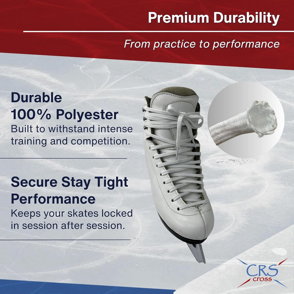 CRS Cross Figure Skate Laces. 2 Pair, White Polyester for Skating |...