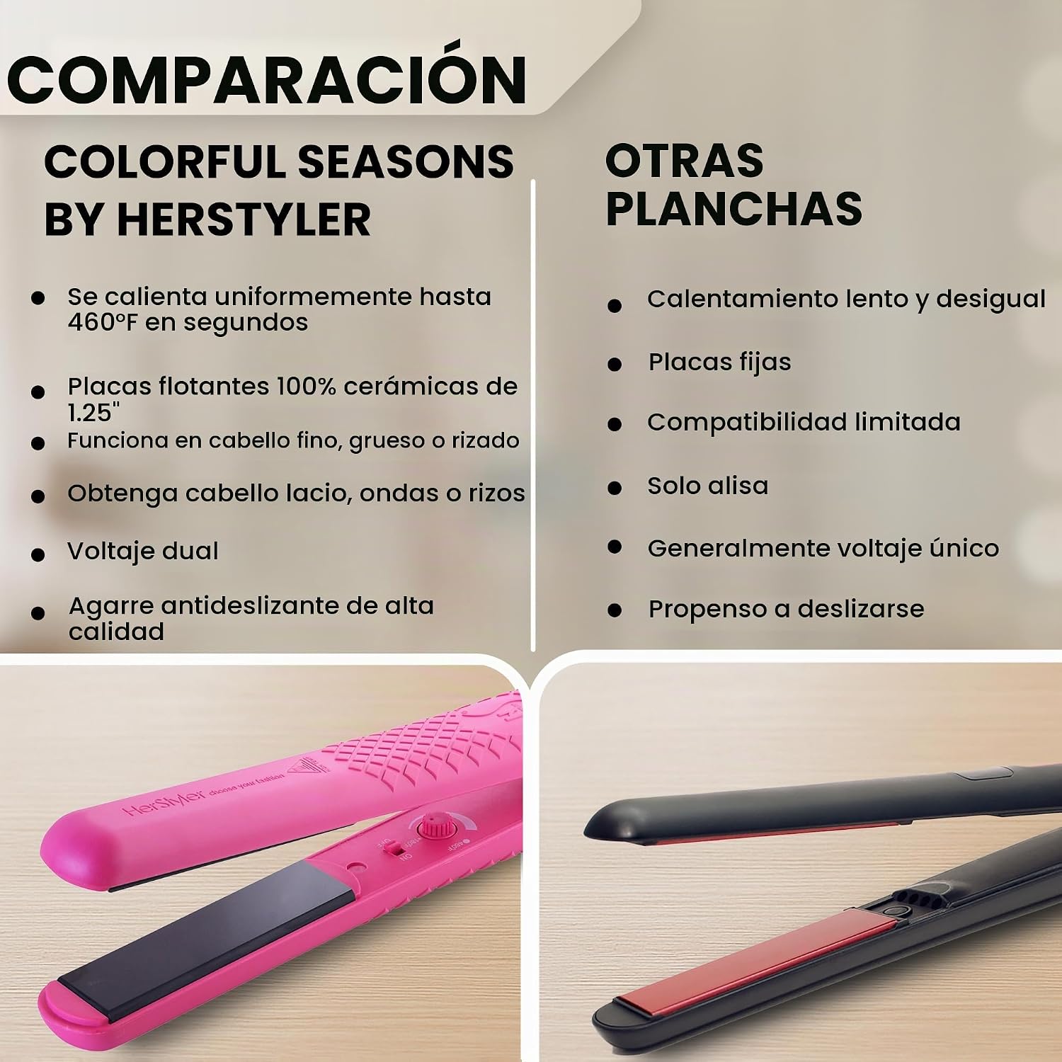 Plancha alisadora Herstyler. Plancha de cerámica Colorful Seasons,...