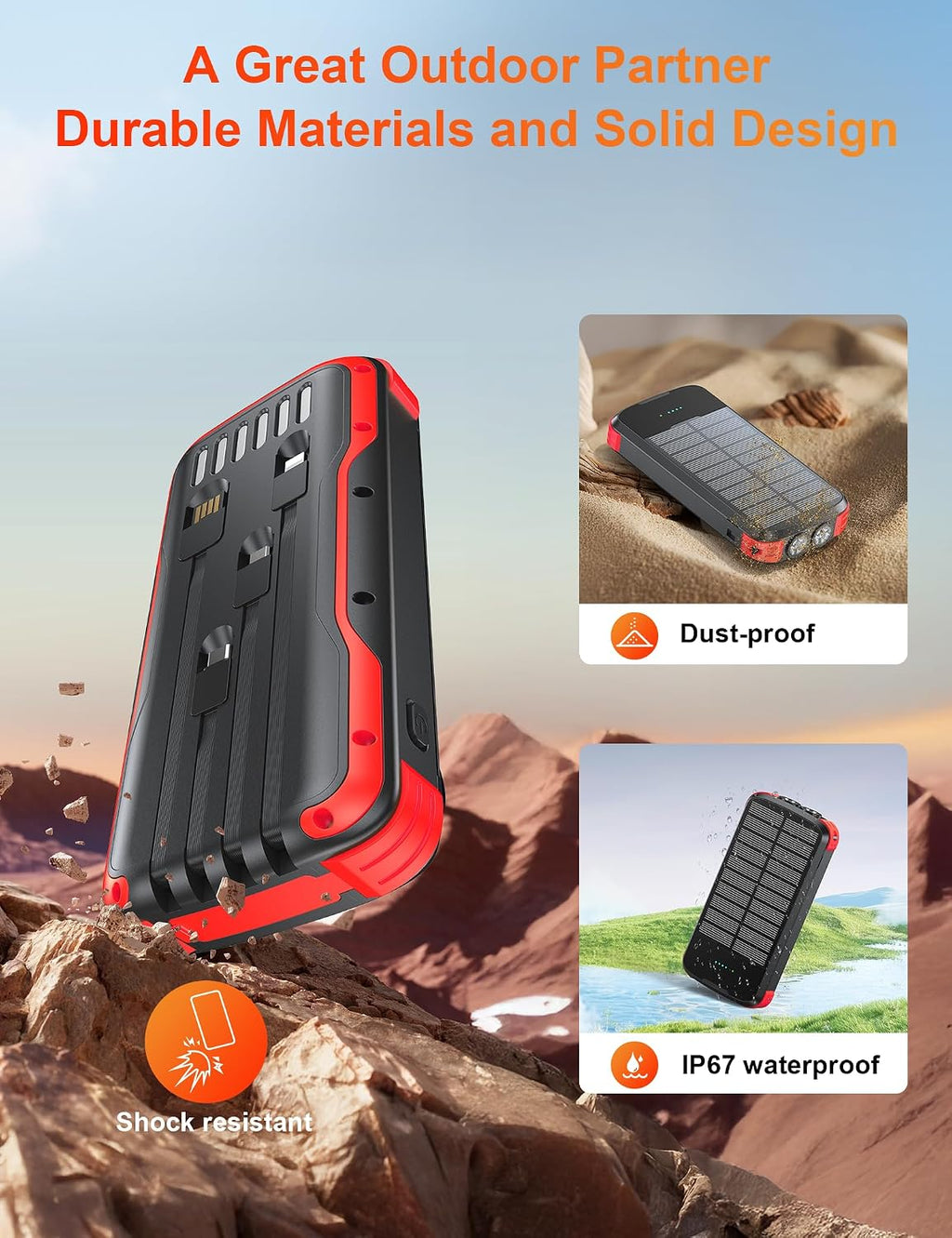 SOXONO Banco de energía con cargador solar, batería externa PD de c...