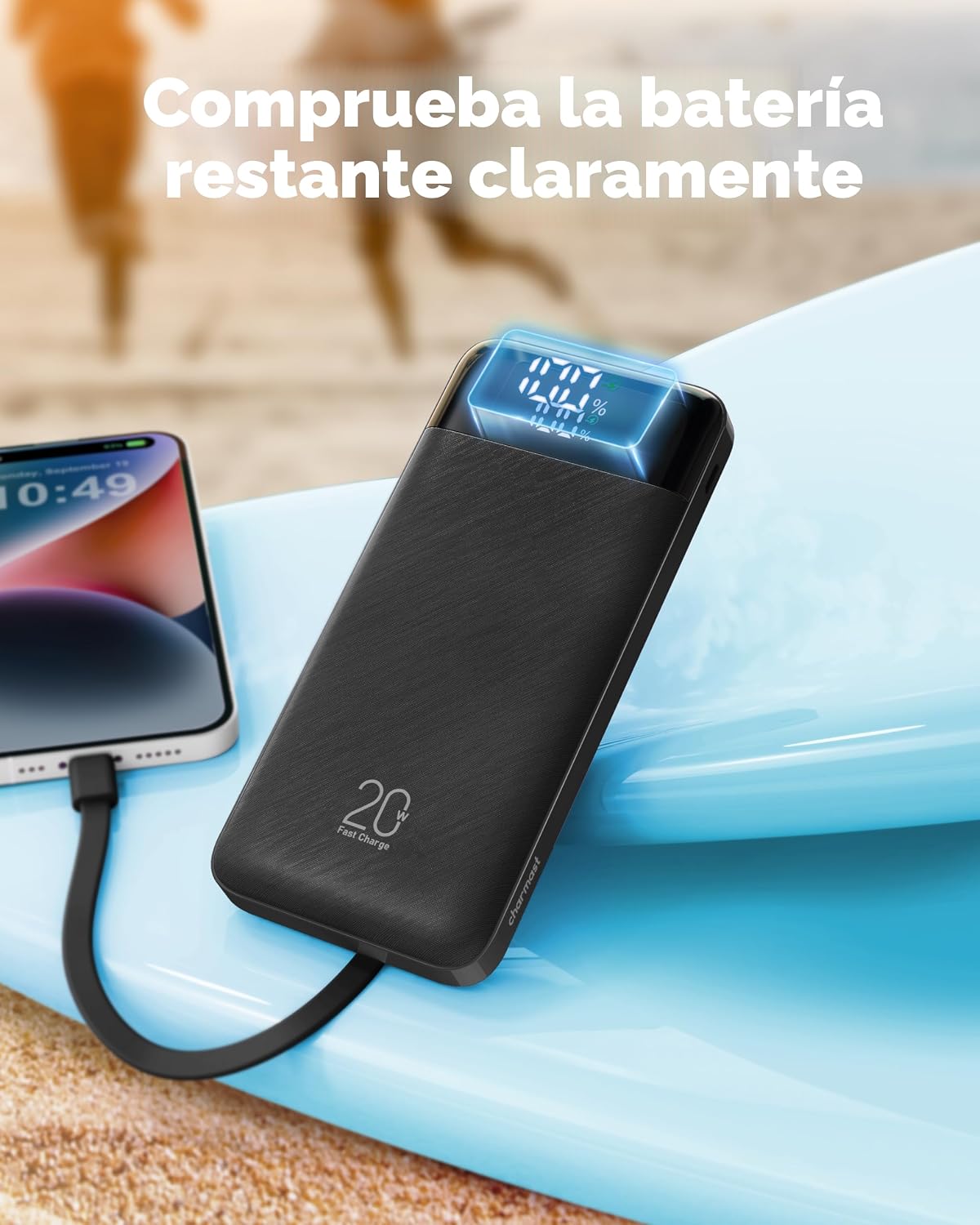 Charmast - Cargador portátil de 20000 mAh con cables incorporados,...