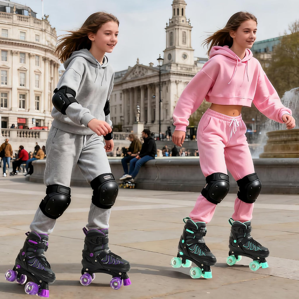PAPAISON Patines de ruedas para niñas de 8 a 12 años, talla ajustab...