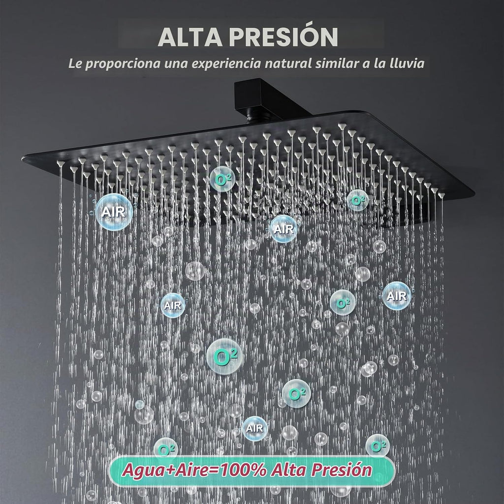 KOJOX - Sistema de ducha de 12 pulgadas negro con cabezal de ducha...