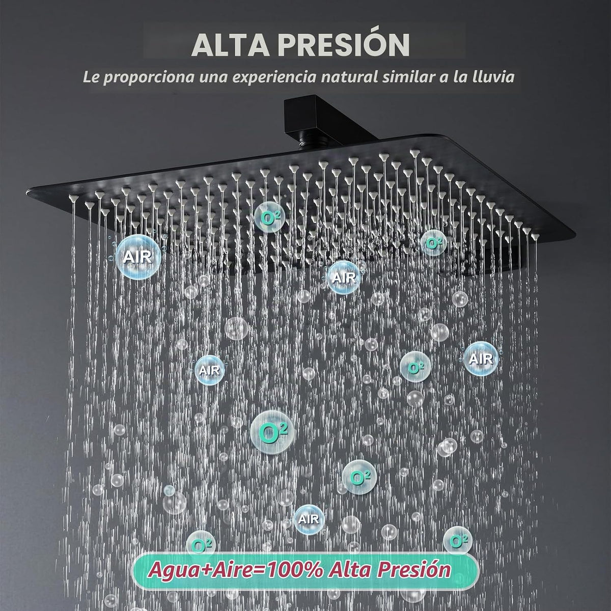 KOJOX - Sistema de ducha de 12 pulgadas negro con cabezal de ducha...