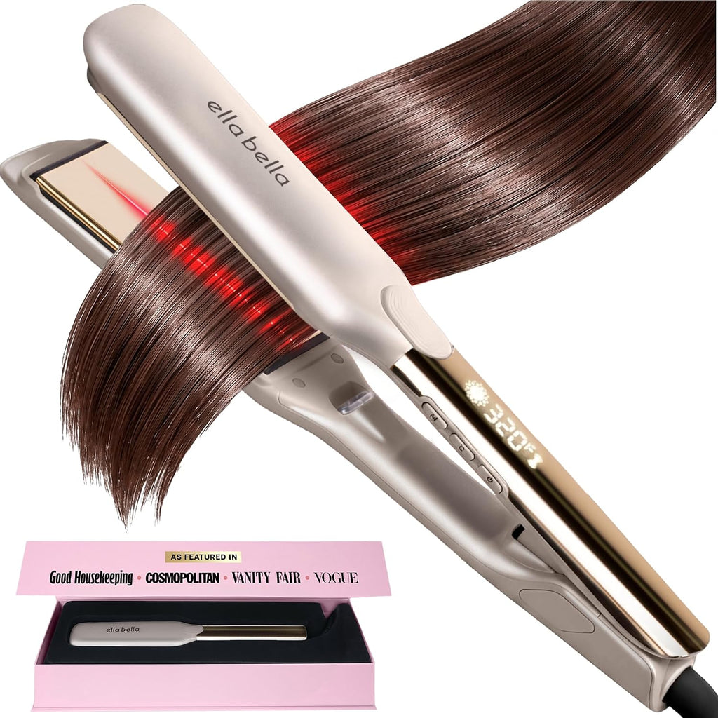 ELLA BELLA® Plancha plana de titanio para alisar el cabello (con in...