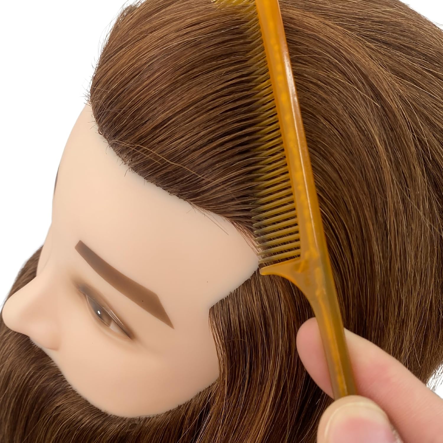Yiifiulyn Cabeza de maniquí de cabello humano con barba, kit de prá...