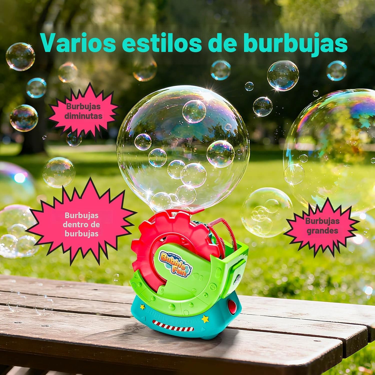 Máquina de burbujas para niños pequeños y mascotas, con solución se...