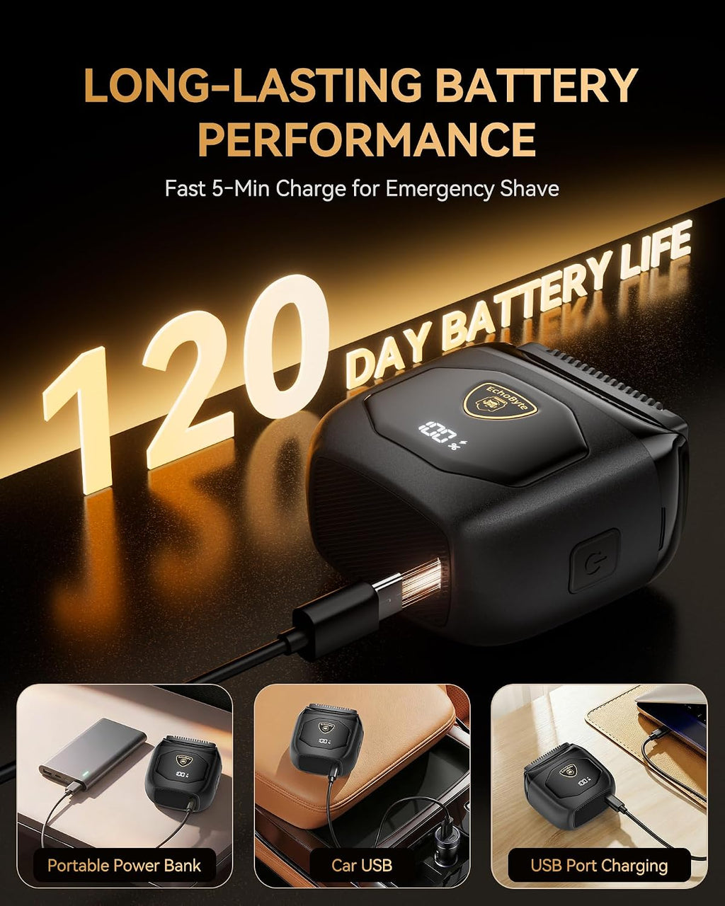 EchoByte Afeitadora eléctrica de metal completo para hombres: 4 cuc...