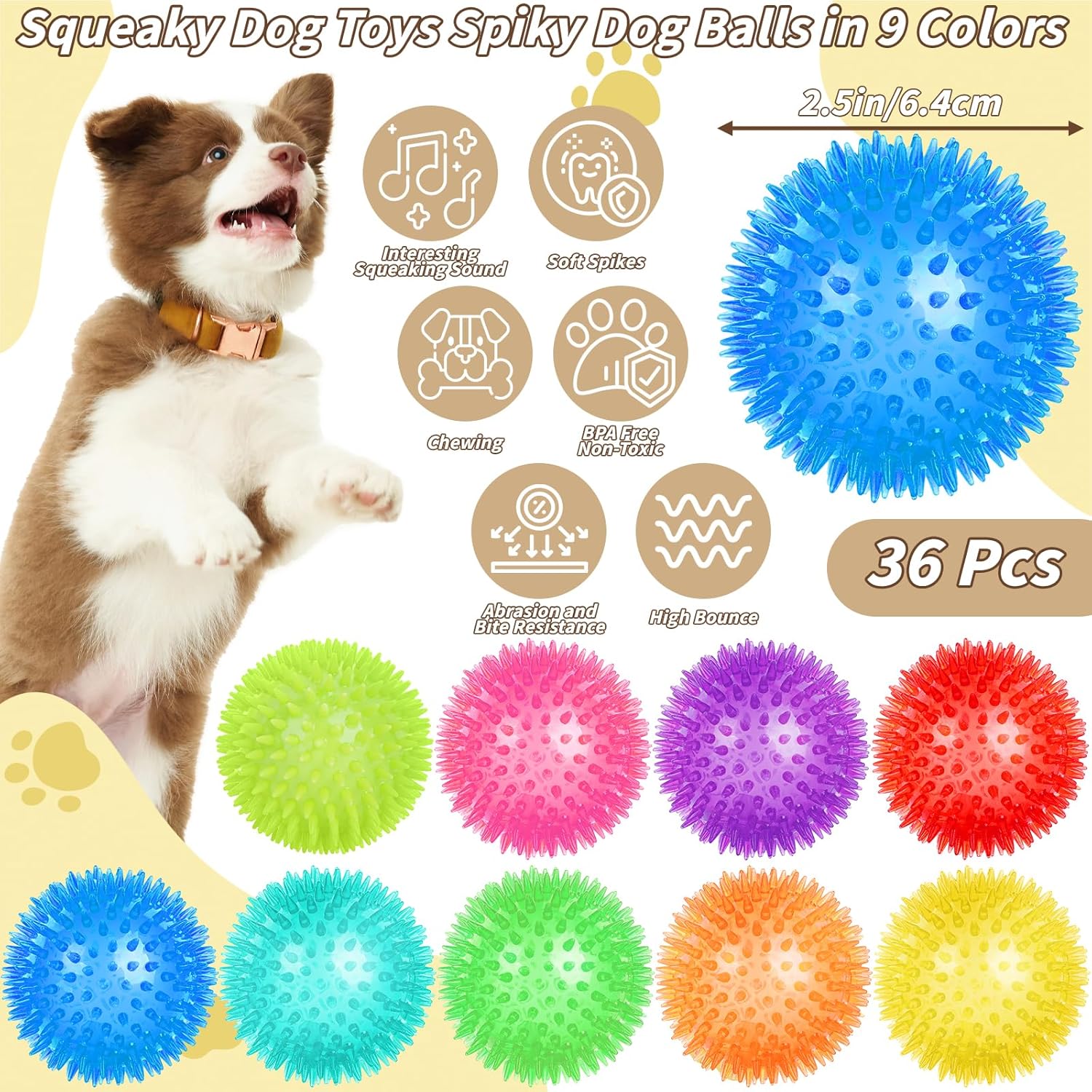 UZLU 36 Piezas Pelotas de Juguete Chirriantes para Perros de 2.5 pu...