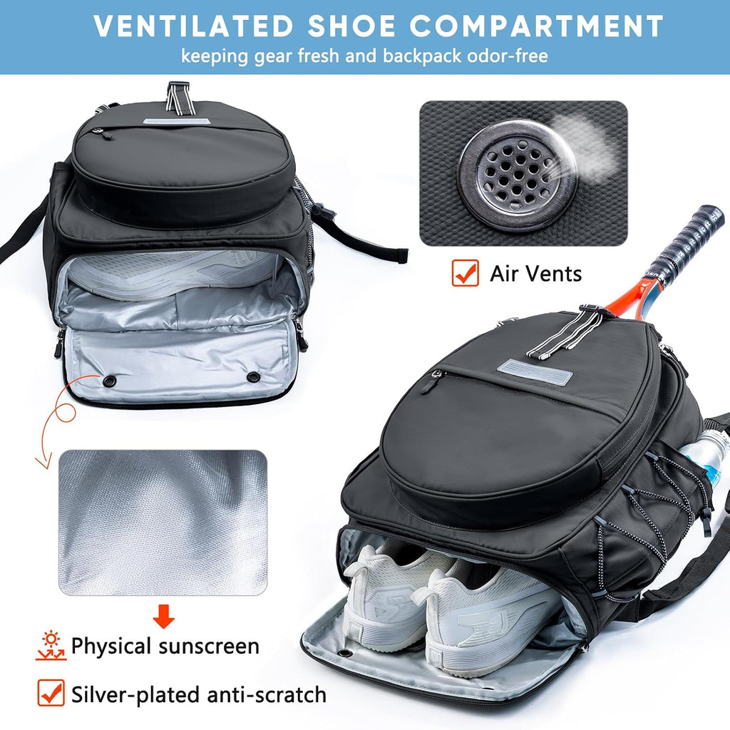 SPORJET Mochila de Tenis con Soporte para 2 Raquetas, Bolsa de Raqu...