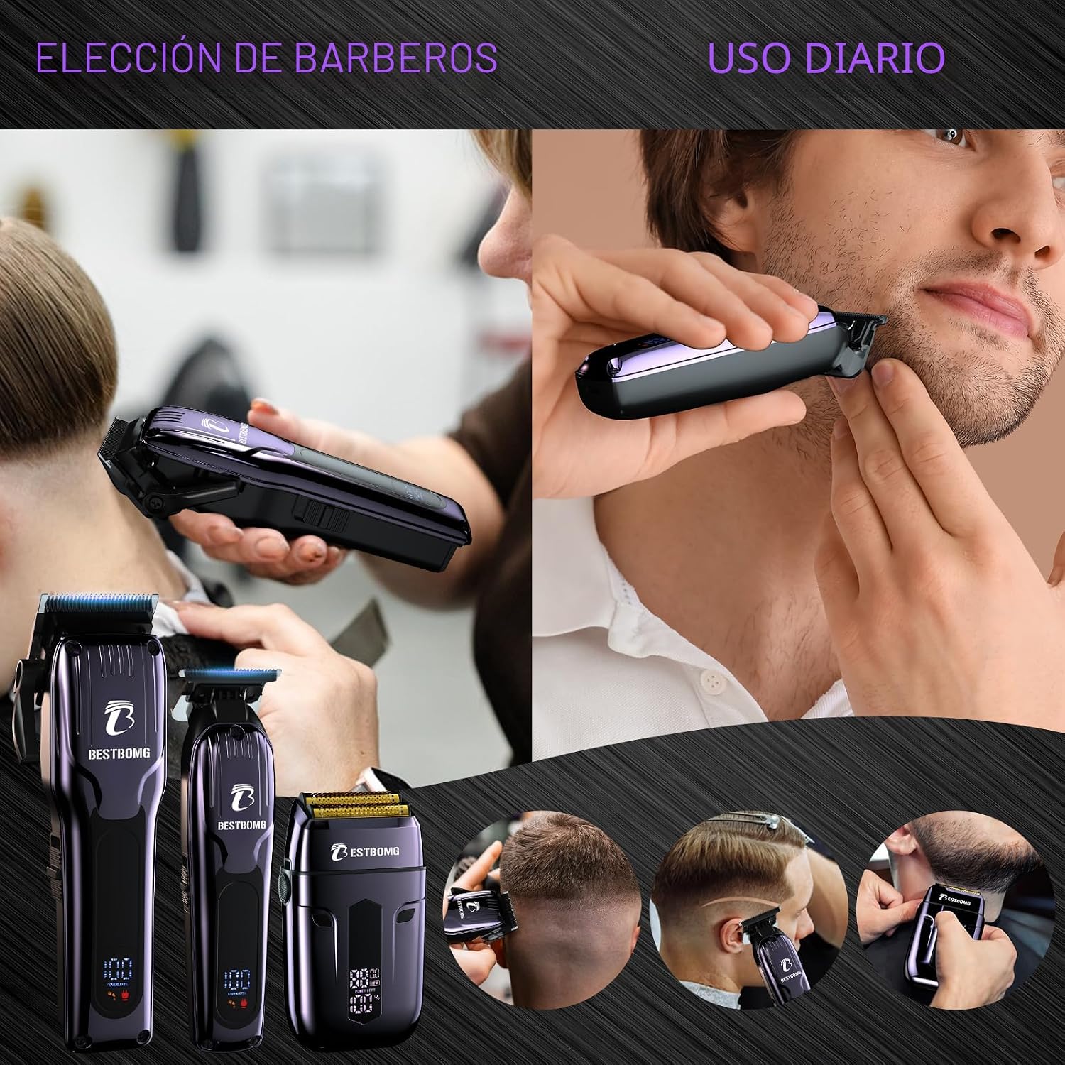 BESTBOMG® - Cortapelos para hombres profesionales, kit de corte de...