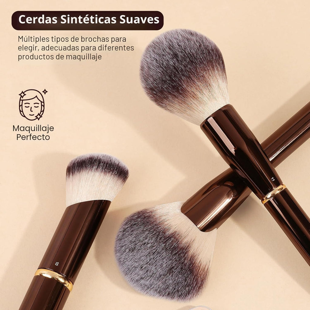 MAANGE Juego de 16 brochas de maquillaje profesionales para base, p...