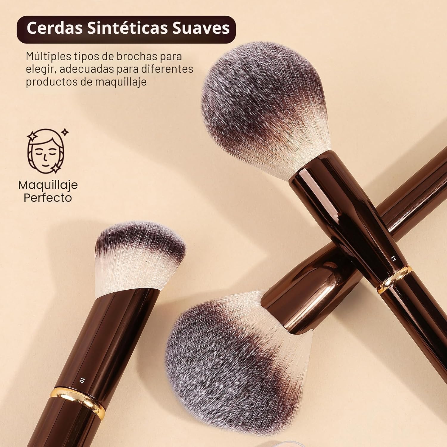 MAANGE Juego de 16 brochas de maquillaje profesionales para base, p...
