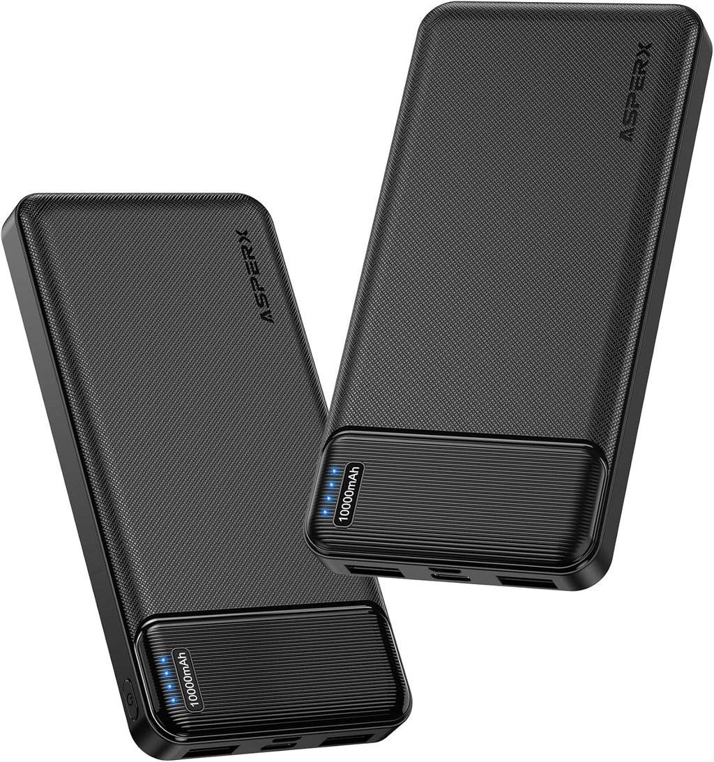 AsperX Paquete de 2 cargadores portátiles de salida USB C de 10000...